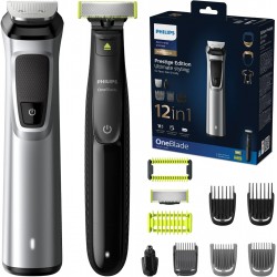 PHILIPS Multigroom series 9000 12-in-1, Face, Hair and Body MG9710/93, Silver Black & Green