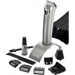 WAHL Lithium Ion Stainless Steel Grooming Kit, Rechargeable Trimmer, Ear and nose attachments, Body detailer for multi grooming, 4 Combs for different grooming lengths, 6 hours Run Time, 09818-727